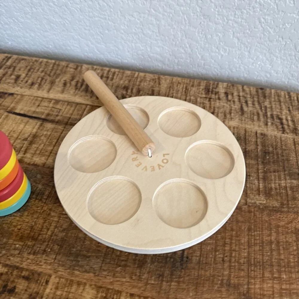 LOVEVERY Wooden Flexible Ring Stacker Babbler Kit  Montessori Toys 6 Rings